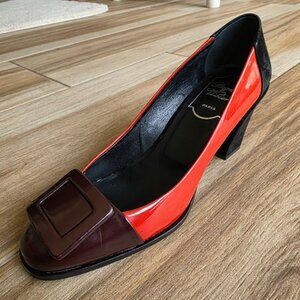 Roger Vivier Tri-Color Patent-Suede-Leather Shoes Eur. 36.5